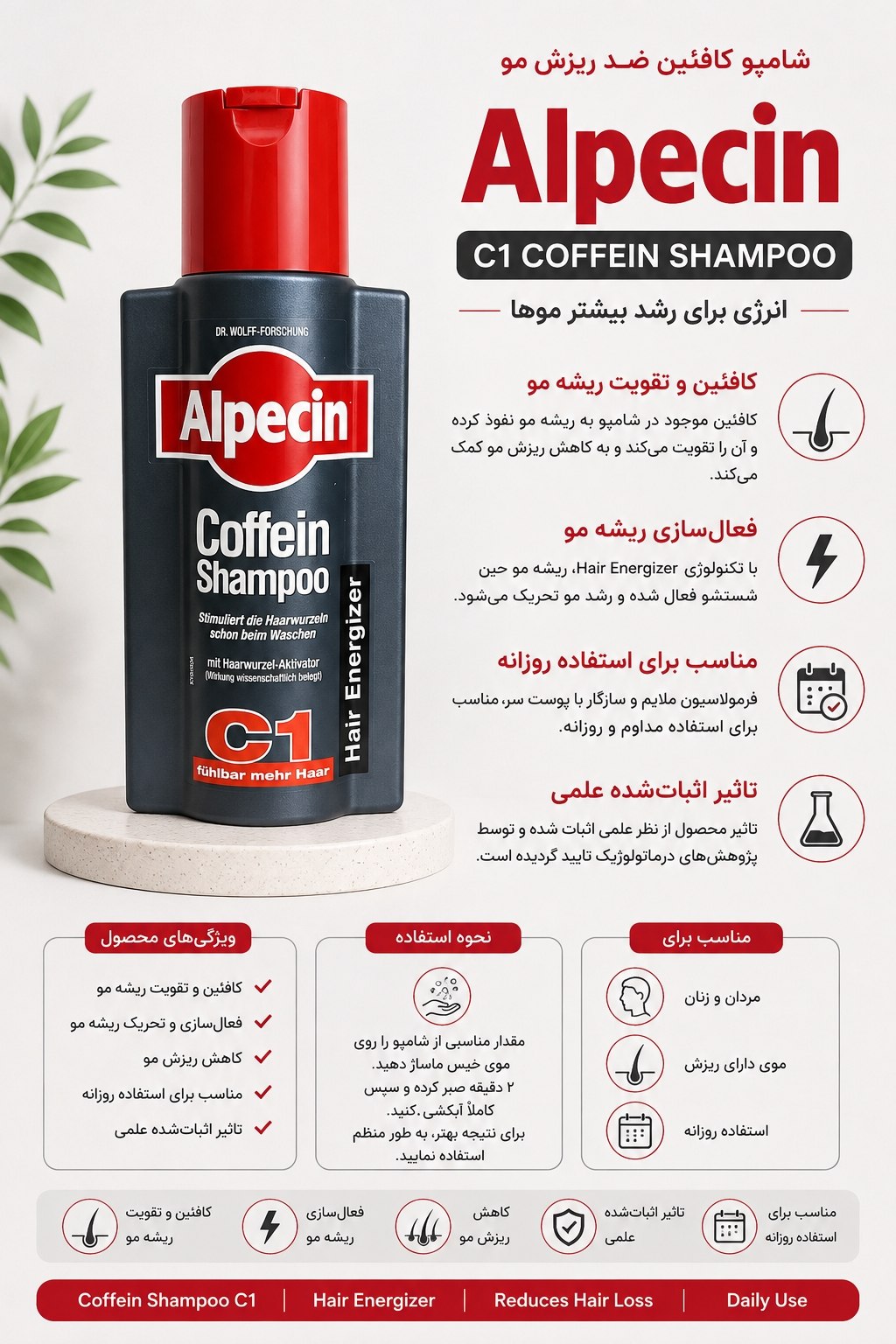 شامپو کافئین ضد ریزش مو